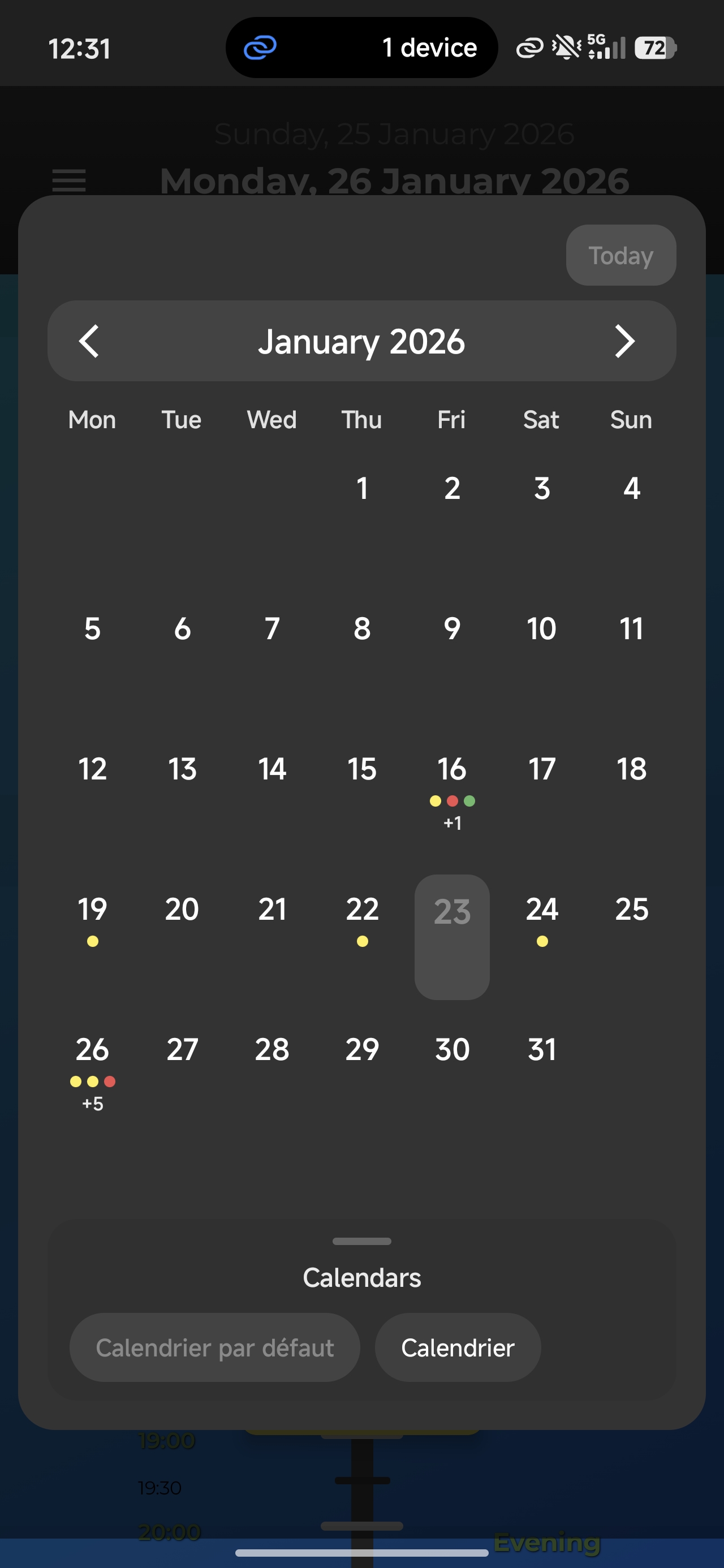 Calinedar — Vue calendrier